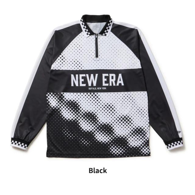 ニューエラ メンズ ゴルフウエア 長袖ポロシャツ NEW ERA 長袖 ハーフジップ ポロシャツ ブラック ゴルフ カットソー トップス 14669874_7