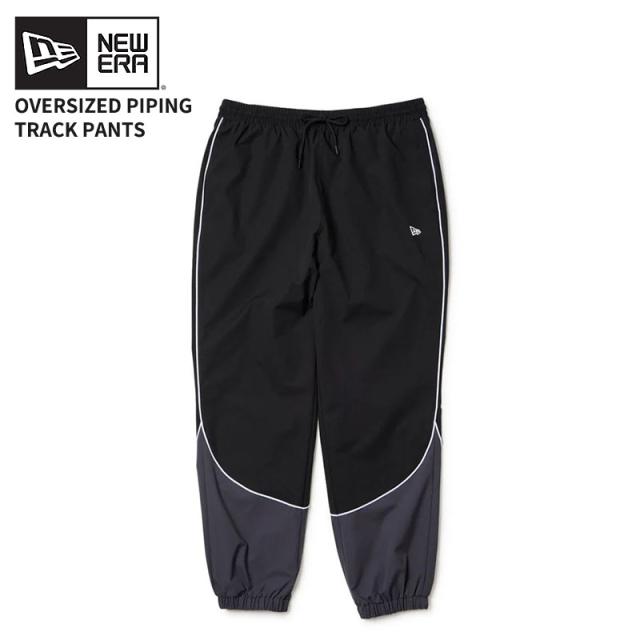 ニューエラ メンズ トレーニングパンツ NEW ERA オーバーサイズド パイピング トラックパンツ ブラック/グレー パフォーマンスアパレル 14674816