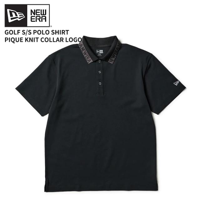 ニューエラ 半袖Tシャツ モックネック 半袖Tシャツ NEW ERA 半袖 ポロシャツ 鹿の子 Collar Logo ブラック 黒 ゴルフ カットソー トップス 14859945