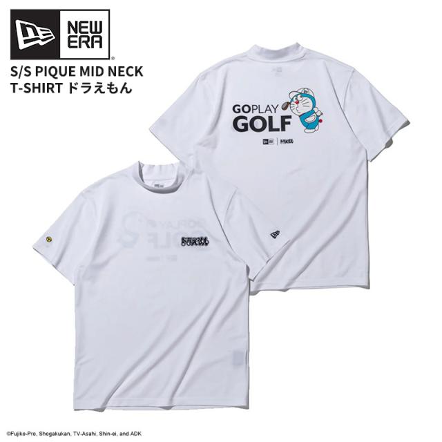 ニューエラ 半袖Tシャツ モックネック 半袖Tシャツ NEW ERA 半袖 鹿の子 ミッドネック Tシャツ ドラえもん ホワイト 白 ゴルフ カットソー トップス 14935372