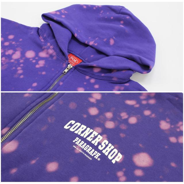 パラグラフ paragraph CORNER SHOP BLEACH PAINT ZIP-UP HOODIE NO.08-019 フルジップフーディー パーカー メンズ レディース トップス no-08-019