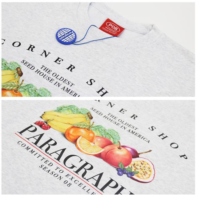 パラグラフ paragraph FRUIT LOGO CREW SWEAT NO.08-028 フルーツ ロゴ クルー スウェット トレーナー メンズ レディース カットソー no-08-028