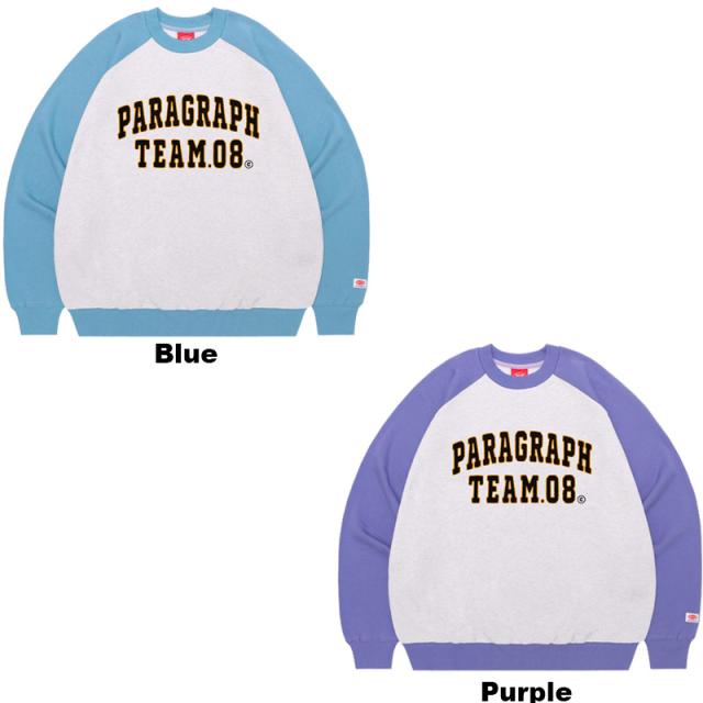 パラグラフ paragraph TEAM08 RAGLAN SWEAT NO.08-042 チーム08 ラグラン クルー スウェット トレーナー メンズ レディース カットソー no-08-042