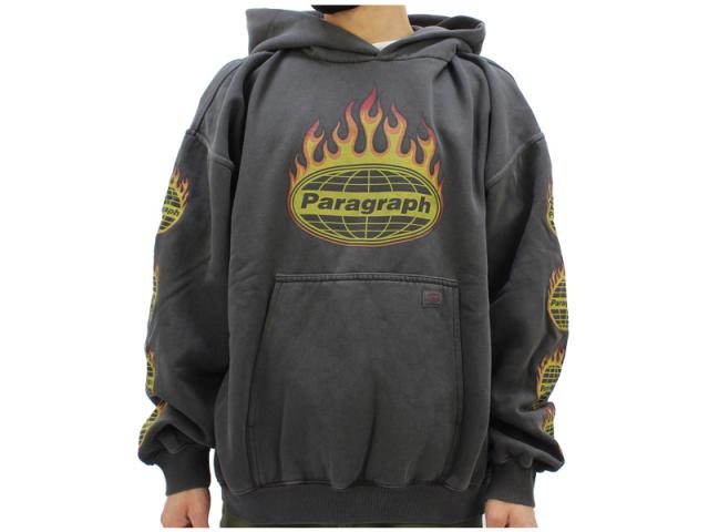 パラグラフ paragraph FIRE FRAME LOGO WASH HOODIE NO.08-054 ファイヤー フレーム ロゴ ウォッシュ フーディー パーカー メンズ レディース カットソー no-08-054
