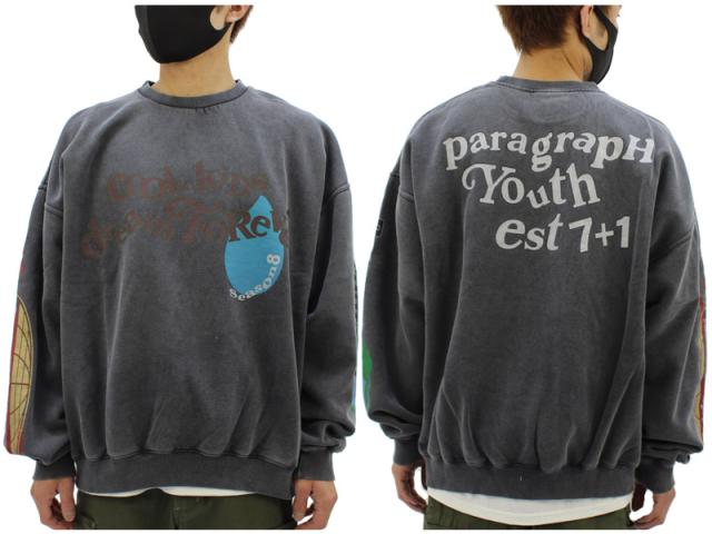 パラグラフ paragraph MESSAGE WASH SWEAT NO.08-055 メッセージ ウォッシュ クルーネック スウェット トレーナー メンズ レディース カットソー no-08-061