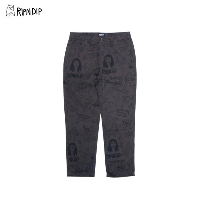 リップンディップ RIPNDIP Nerm Doodle Cotton Twill Pants Chocolate ロングパンツ 男性 メンズ rnd9313の通販は