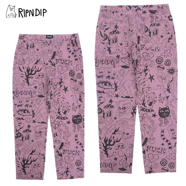 リップンディップ RIPNDIP We Don't Care Twill Pants Mauve コットンパンツ ロングパンツ 男性 メンズ rnd9521