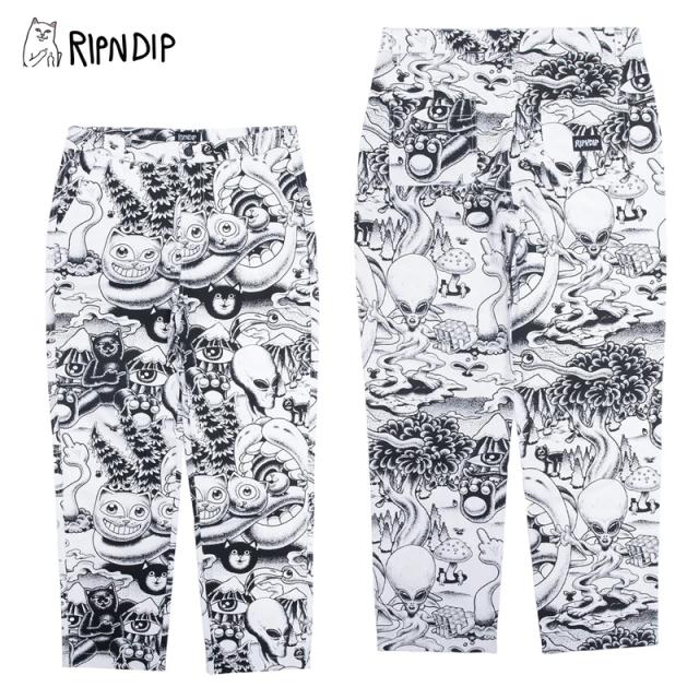 リップンディップ RIPNDIP Dark Twisted Fantasy Twill Pants Black White コットンパンツ ロングパンツ 男性 メンズ rnd9524