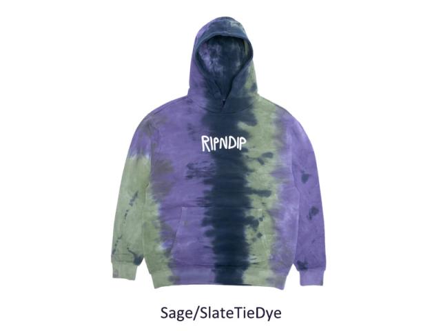 リップンディップ RIPNDIP Ripndip Rubber Logo Hoodie Sage Slate Tie