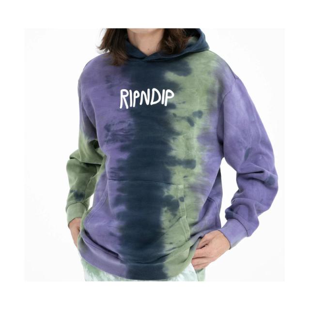 リップンディップ RIPNDIP Ripndip Rubber Logo Hoodie Sage Slate Tie