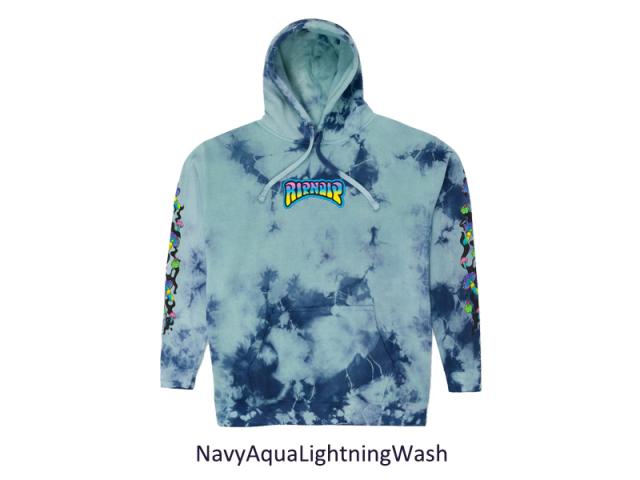 リップンディップ RIPNDIP Psychedelic Garden Hoodie Navy Aqua Lightning Wash スウェット フード プルオーバー パーカー 男性 メンズ rnd9737_1
