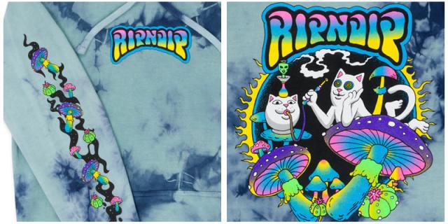 リップンディップ RIPNDIP Psychedelic Garden Hoodie Navy Aqua Lightning Wash スウェット フード プルオーバー パーカー 男性 メンズ rnd9737_3