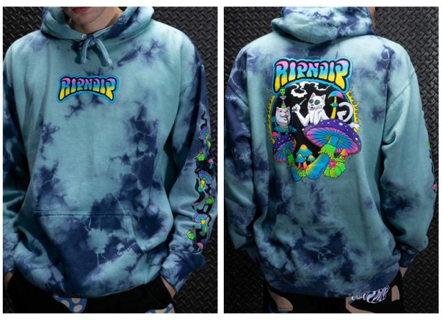 リップンディップ RIPNDIP Psychedelic Garden Hoodie Navy Aqua Lightning Wash スウェット フード プルオーバー パーカー 男性 メンズ rnd9737_4