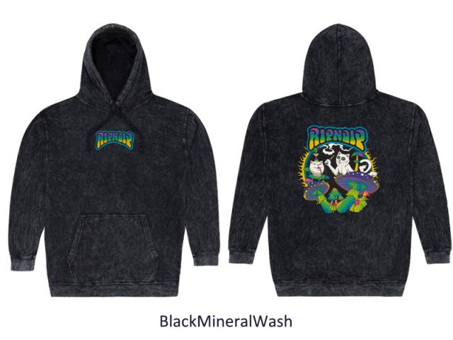 リップンディップ RIPNDIP Psychedelic Garden Hoodie Black Mineral Wash スウェット フード プルオーバー パーカー 男性 メンズ rnd9738_1