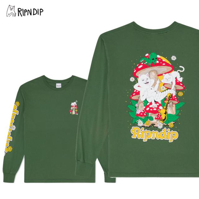 リップンディップ Tシャツ RIPNDIP Caterpillar Garden Long Sleeve Olive メンズ 長袖 ロンT rnd9751の通販は