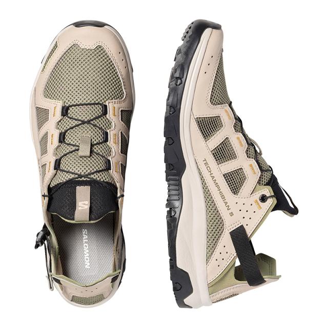 サロモン メンズ 速乾 通気性 ウォーターシューズ SALOMON テックアンフィビアン 5 TECHAMPHIBIAN 5 Eucalyptus / Aloe / Cyber Yellow L49104300