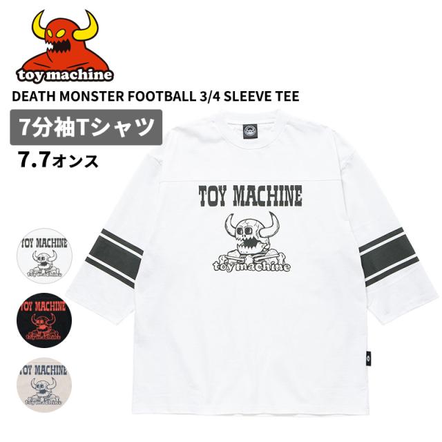 トイマシーン メンズ プリント 7分袖Tシャツ TOY MASHINE デス モンスター フットボールTシャツ 7分袖 トップス tmpflt21