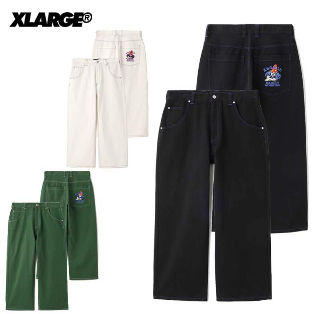 エクストララージ X-LARGE HARDLY WORKING CONTRAST STITCH WIDE PANTS ロングパンツ ワークパンツ メンズ ボトムス 101222031007
