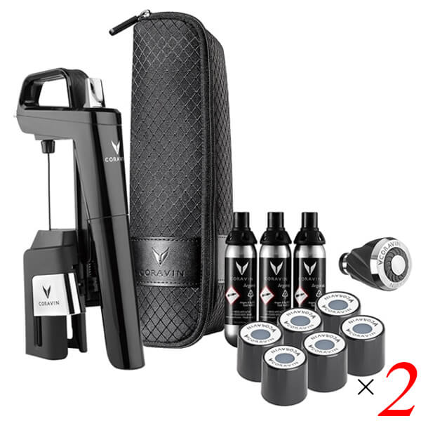 【当店最大16%+日曜5%】〜6/15(月)9:59！CORAVIN コラヴァン Timeless モデル6+ ピアノブラック 2個セット ワイン保存システム 高純度アルゴン 正規アクセサリ