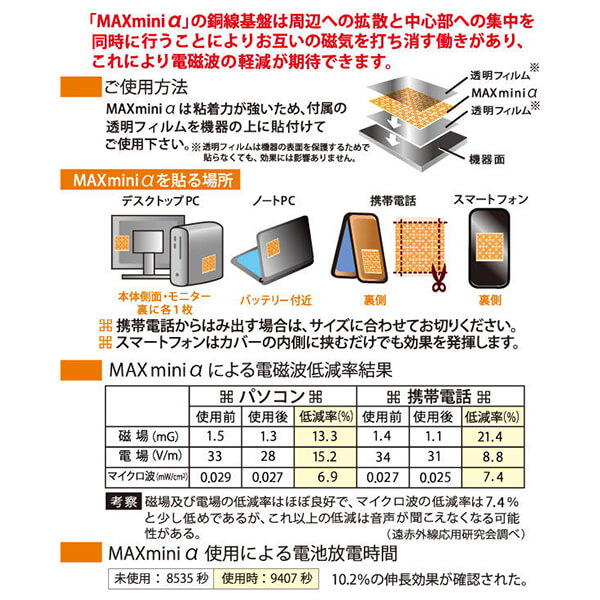 【当店ポイント5%+日曜5%】電磁波 スマホ 銅線 電磁波ブロッカー MAXmini V 11個セット 送料無料_3