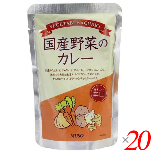 【ポイント最大+7%】超超祭！カレー 国産 辛口 ムソー 国産野菜のカレー辛口 200g 20個セット 送料無料