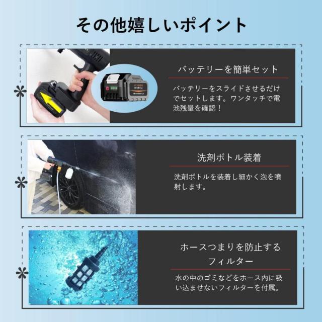 コードレスでどこでも使える洗浄ガン。大容量バッテリー搭載で連続使用