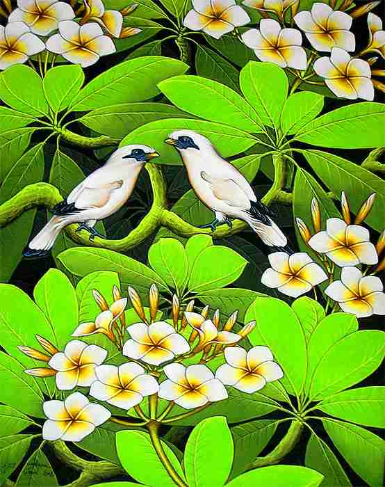 バリアート 絵画 L 縦『森の小鳥達』J おしゃれな 壁掛け アート 自然