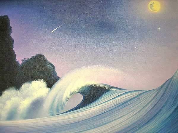 バリアート絵画 特大 横 『Moonlight Big Wave』 Windy Special Order