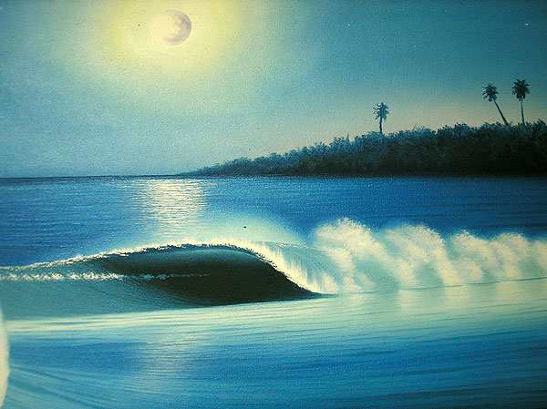 バリアート絵画 特大 横 『Moonlight Big Wave』 Windy Special Order