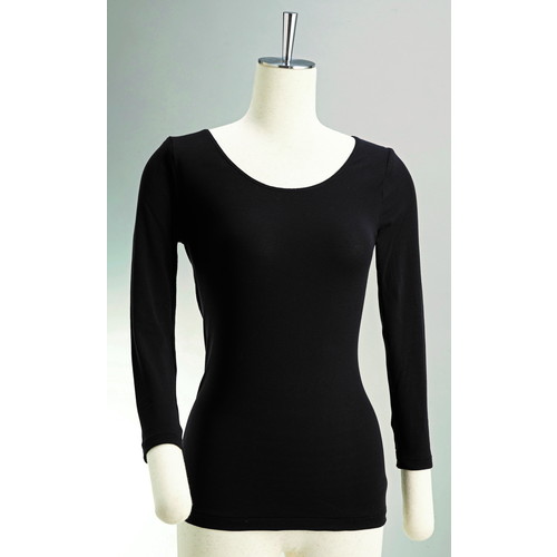 インナー 丸首8分袖 ブラックM （00101559） 【アルファウェーブ】※メーカー直送のためキャンセル、代引、同梱不可※送料無料（一部地域を除く）