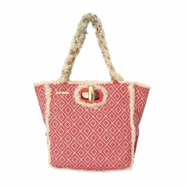 新品】 CONTESSA コンテッサ イタリア製 チェーン織物バッグ (赤 鞄