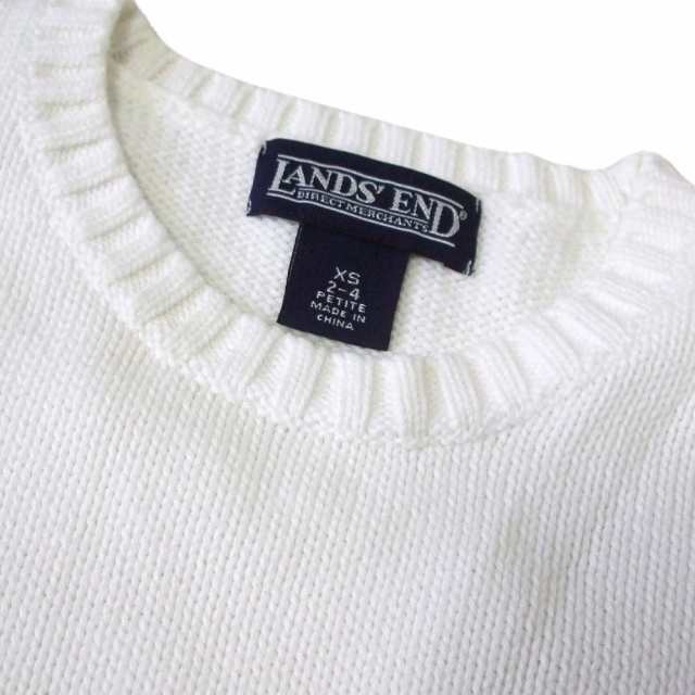 美品 LANDS END ランズエンド コットンニットセーター (白 半袖