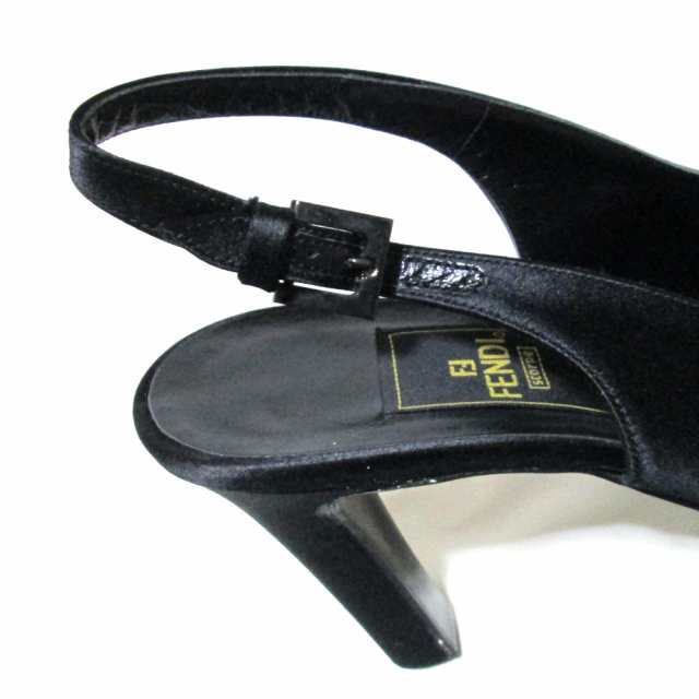 FENDI フェンディ「36 1/2」イタリア製 ヒールパンプス (黒 皮 革 靴
