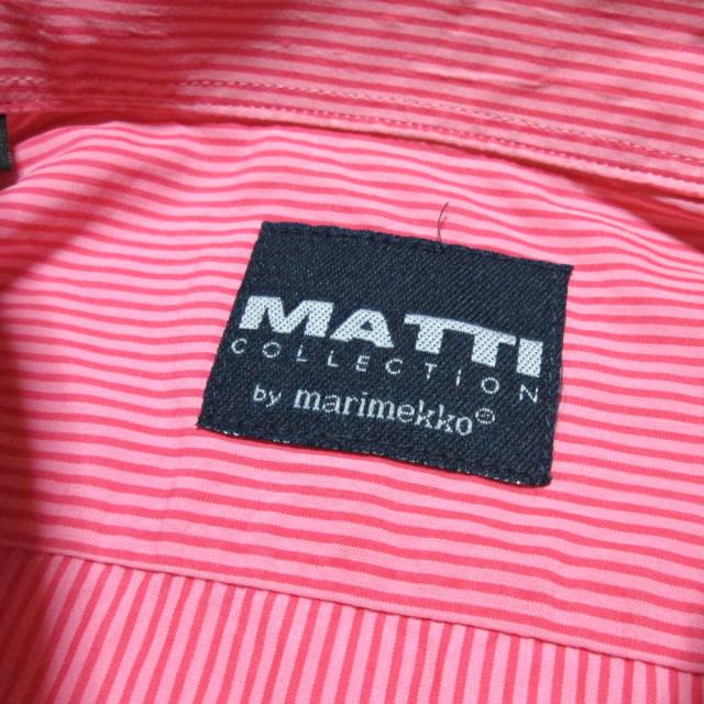 美品】marimekko 黒とピンクのストライプシャツ S レディース