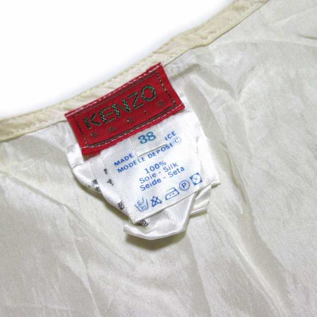 Vintage KENZO ヴィンテージ ケンゾー「38」フランス製 シルクブラウス (半袖 絹 ベージュ ビンテージ) 134491 【中古】｜au  PAY マーケット