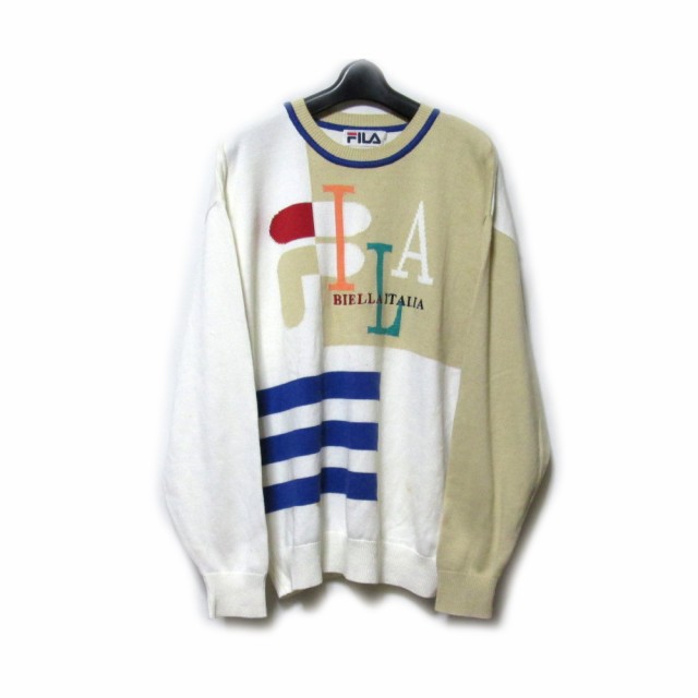 Vintage FILA ヴィンテージ フィラ「L」イタリアンコットンニットセーター 134734 【中古】