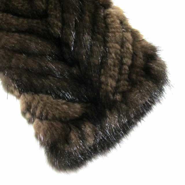 美品 Real mink fur リアル ミンク ファー「M〜L」ニッティングフード