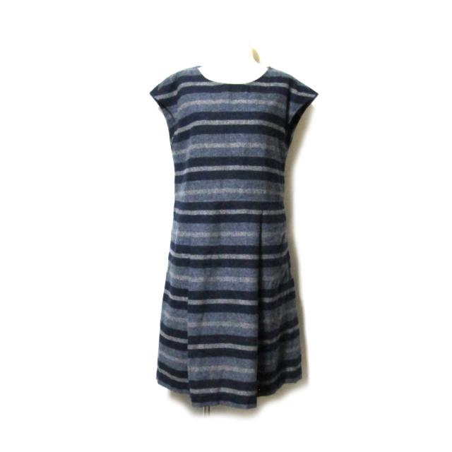 美品 Eddie Bauer エディーバウアー「XS」ボーダーウールワンピース (グレー) 136379 5,005円