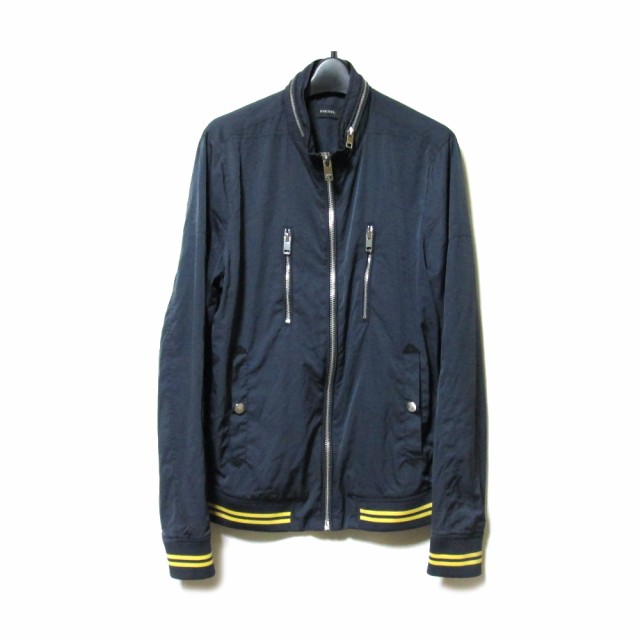 DIESEL ディーゼル「M」ナイロンテックスタジャン (ジャケット ブルゾン 黒 ライン) 137271 【中古】