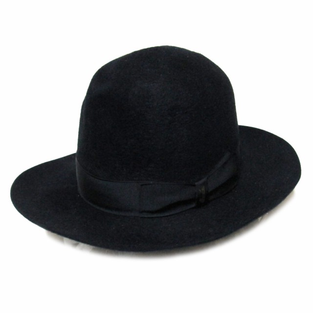 Borsalino ボルサリーノ イタリア製 ウールハット (黒 ブラック インポート) 137695 【中古】