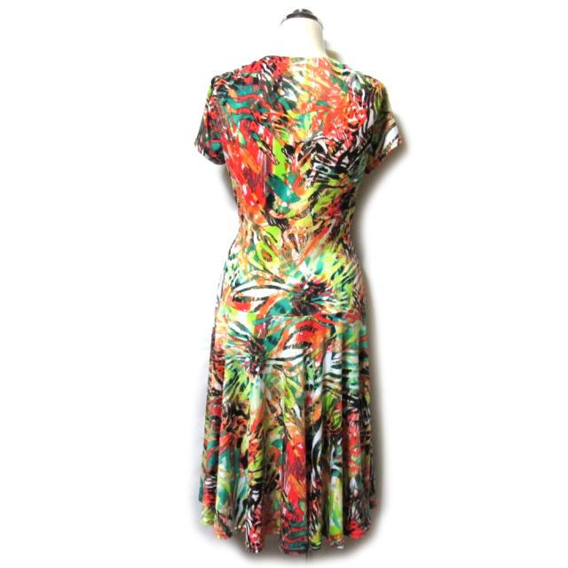 美品 EGERIE PARIS エジェリ「2」フランス製 アーツギャザーワンピース (ドレス 花柄 ストレッチ) 138023 【中古】