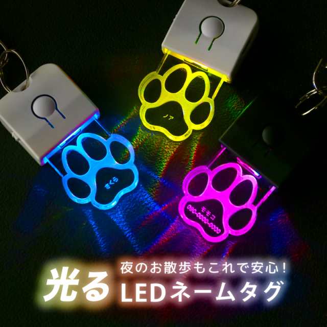 ペットタグ ペット 迷子札 名入れ LED迷子札 ledライト キーホルダー