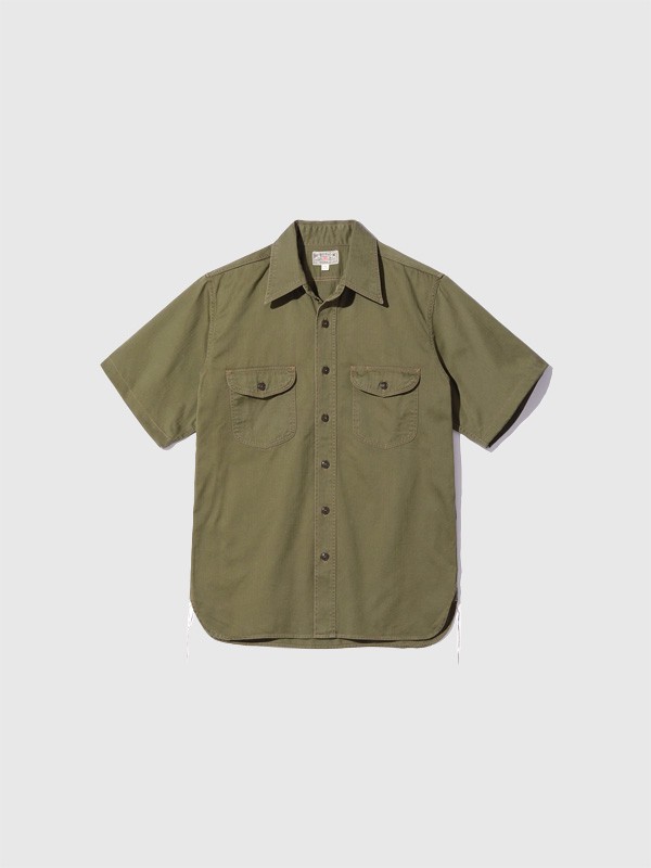 BUZZ RICKSON'S バズリクソンズ シャツ ミリタリー シャツ 半袖 メンズ レディース ヘリンボーン HERRINGBONE WORK SHIRTS SHORT SLEEVE