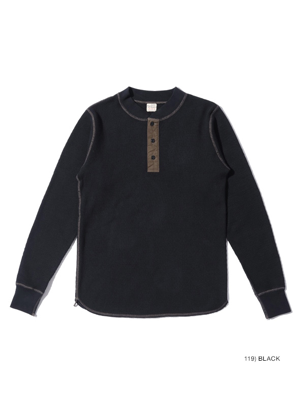 BUZZ RICKSON'S バズリクソンズ Tシャツ 長袖 メンズ レディース ヘンリーネック ロンT ブランド 無地 サーマル ワッフル THERMAL HENLEY NECK T-SHIRTS BR68130_4