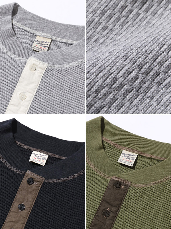 BUZZ RICKSON'S バズリクソンズ Tシャツ 長袖 メンズ レディース ヘンリーネック ロンT ブランド 無地 サーマル ワッフル THERMAL HENLEY NECK T-SHIRTS BR68130_7