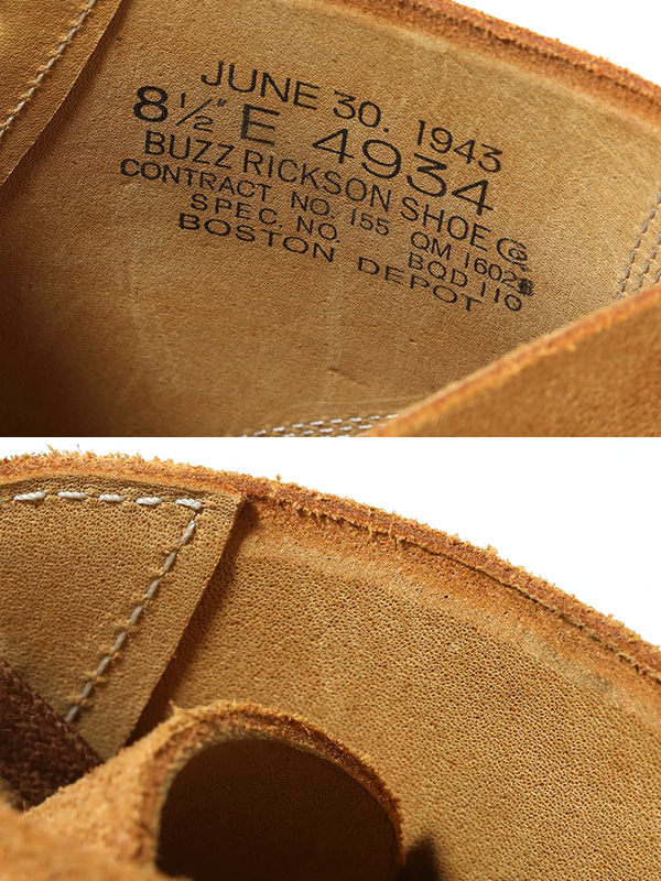 BUZZ RICKSON'S バズリクソンズ ブーツ メンズ 本革 SHOE SERVICE REVERSE UPPER COMPOSITION SOLE Type M-43 ROUGH SIDE OUT サービスシューズ BR02800_8