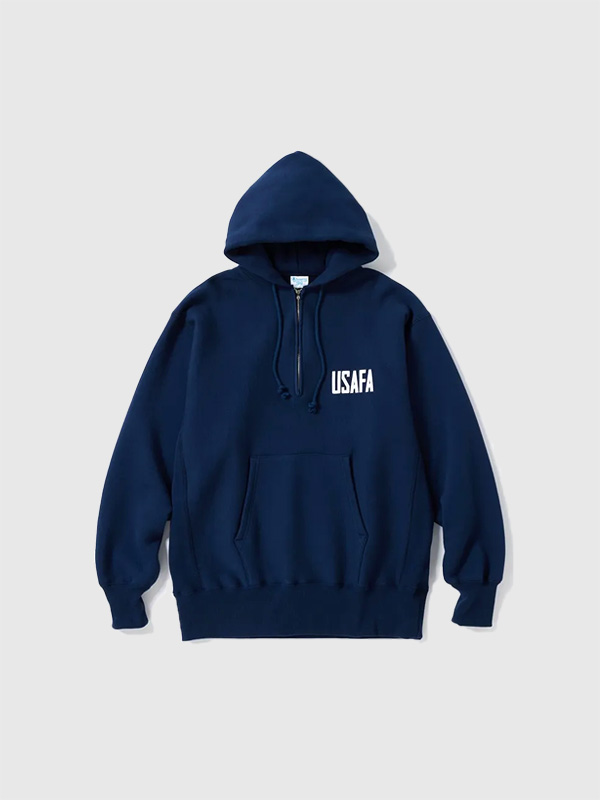 Champion チャンピオン リバースウィーブ スウェット ハーフジップ パーカー TRUE TO ARCHIVES REVERSE WEAVE プルパーカー C3-A119 USAFA 青単タグ 復刻商品 裏起毛