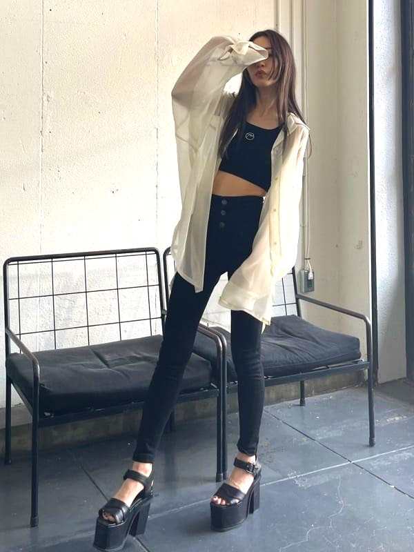 EMODA エモダ デニム 細い ハイウエスト パンツ スキニー