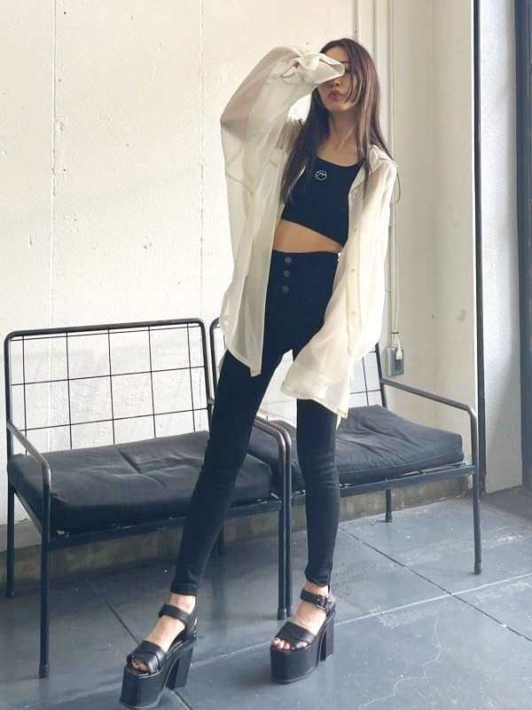 EMODA エモダ デニム 細い ハイウエスト パンツ スキニー