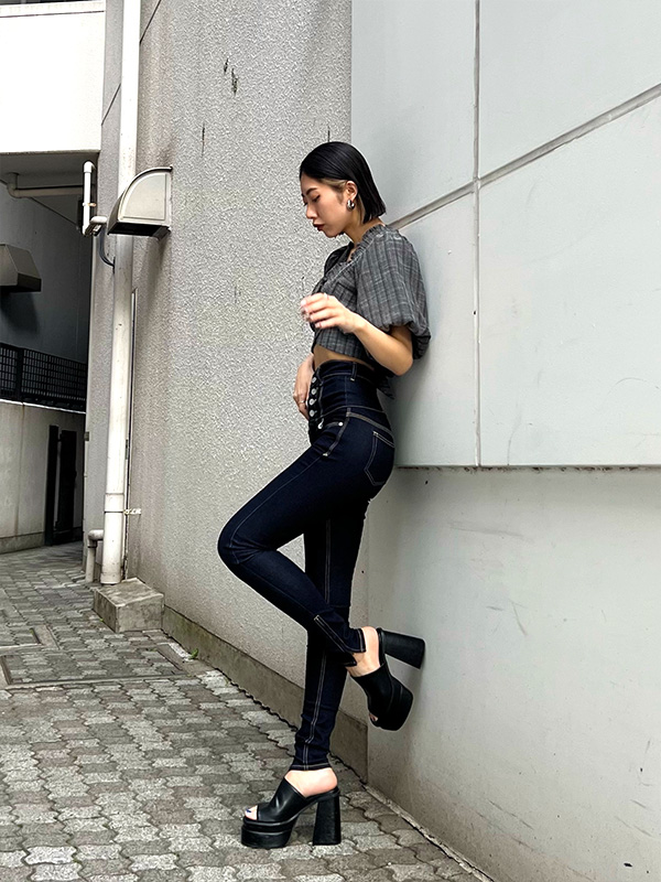 EMODA エモダ デニム ハイウエスト スリム スキニー 細い